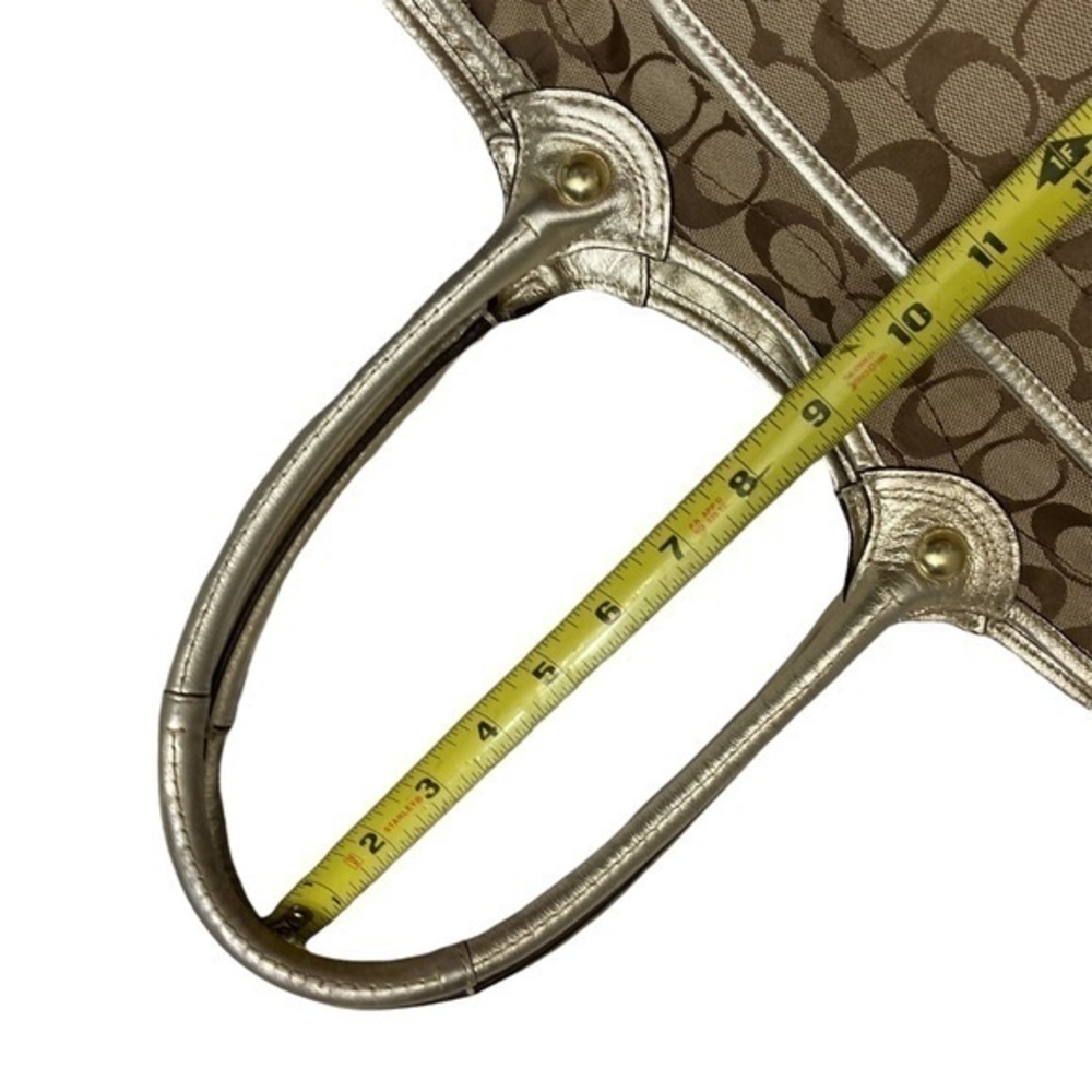 Coach Bleecker Rare Floral Signature Applique F16276 Gold Khaki Brown Tote - Picture 2 of 14